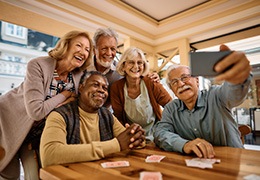 Senior friends taking a selfie