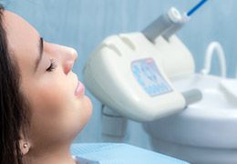 Woman relaxing in dental chair