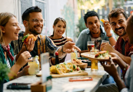 Group of friends enjoying a meal together