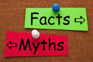 facts and myths arrows pointing in opposite directions