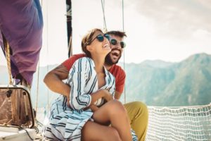 Happy couple during summer vacation away from Prestonsburg