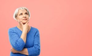 Mature woman wearing curious expression